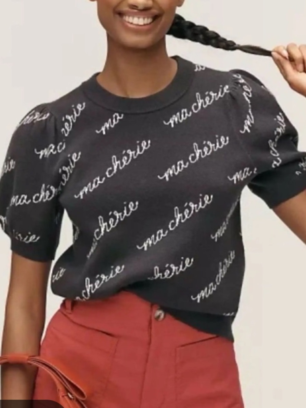 Anthropologie Maeve 'ma chérie' Puff-Sleeve Knit Top